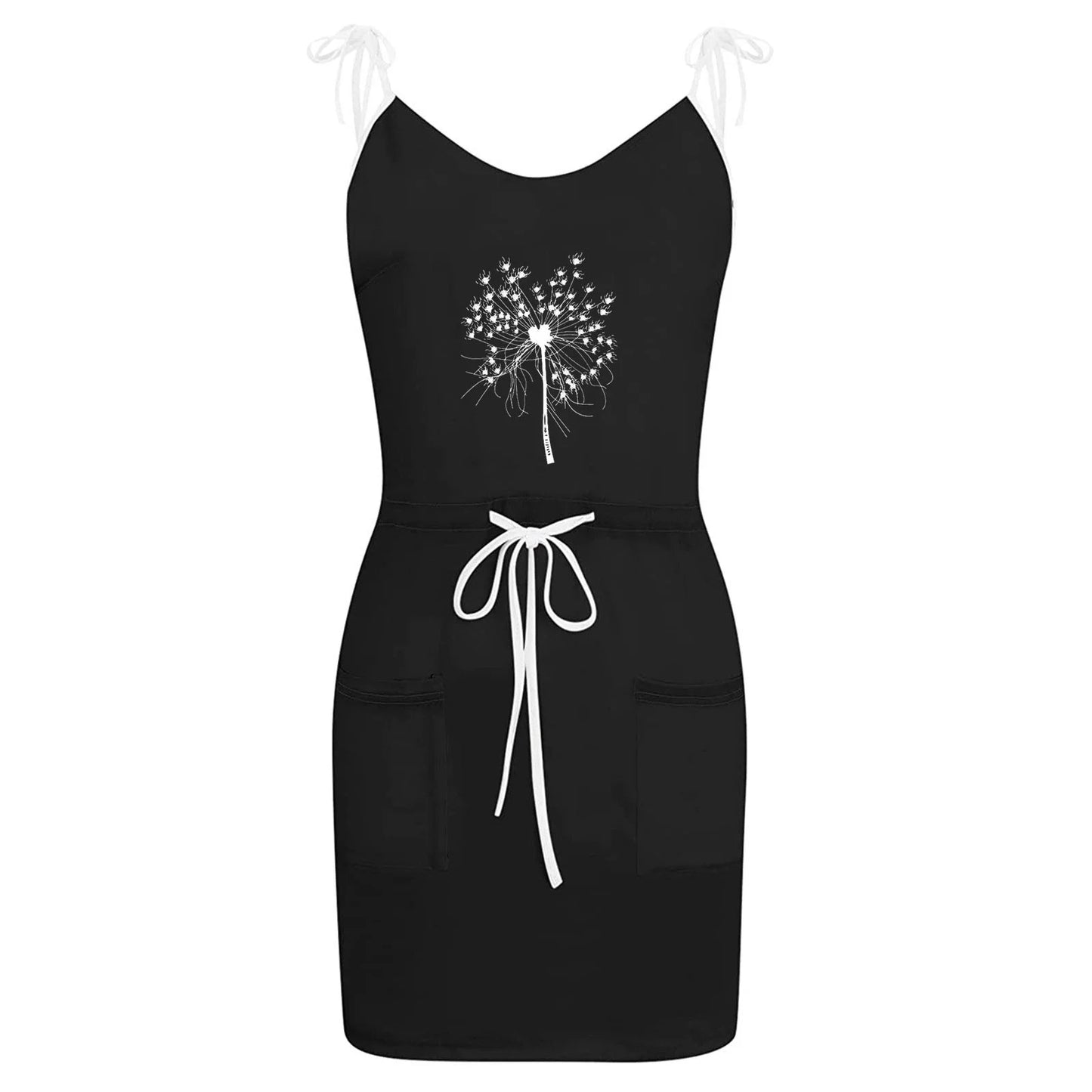 Usmixi Womens Summer Mini Sundress Vacation Floral Print Drawstring Pocket Short Dress V Neck Sleeveless Spaghetti Strap Dresses for Beach Black XXL up to 65% Off