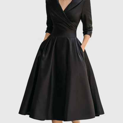 Women'S Dress | Midi Flared with Wrap Neckline