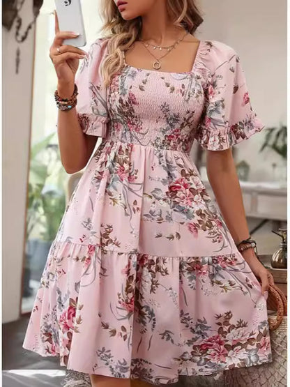 Women'S Fashion Printed Short Sleeve Dress