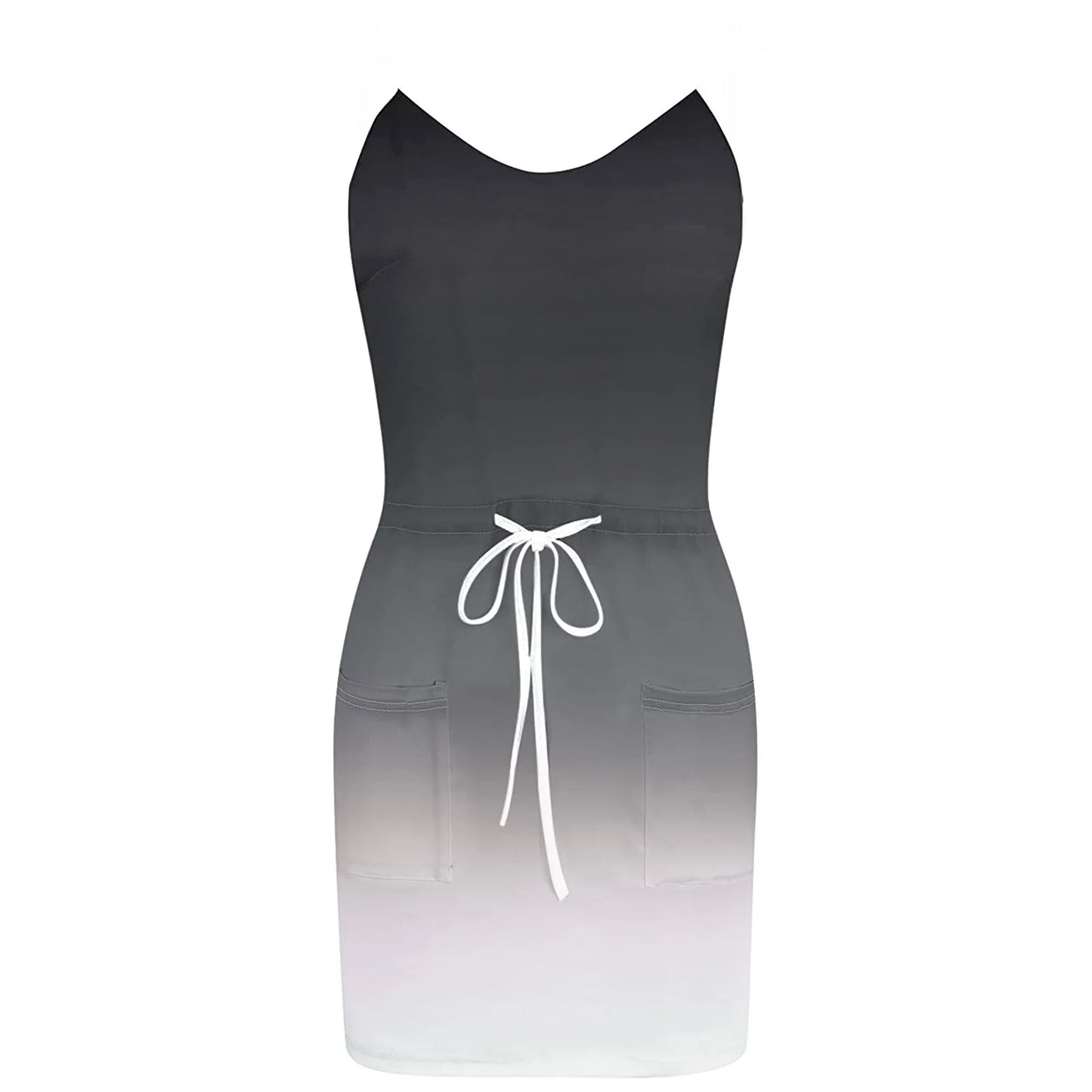 Usmixi Womens Summer Mini Sundress Vacation Floral Print Drawstring Pocket Short Dress V Neck Sleeveless Spaghetti Strap Dresses for Beach Yellow L up to 65% Off