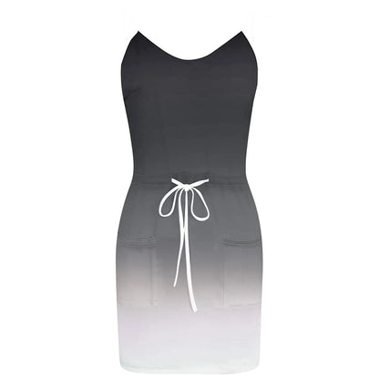 Usmixi Womens Summer Mini Sundress Vacation Floral Print Drawstring Pocket Short Dress V Neck Sleeveless Spaghetti Strap Dresses for Beach Yellow L up to 65% Off