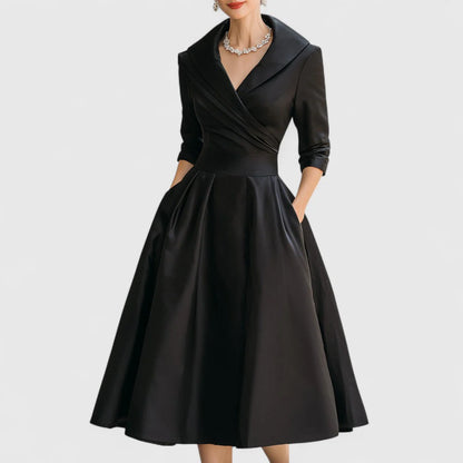 Women'S Dress | Midi Flared with Wrap Neckline