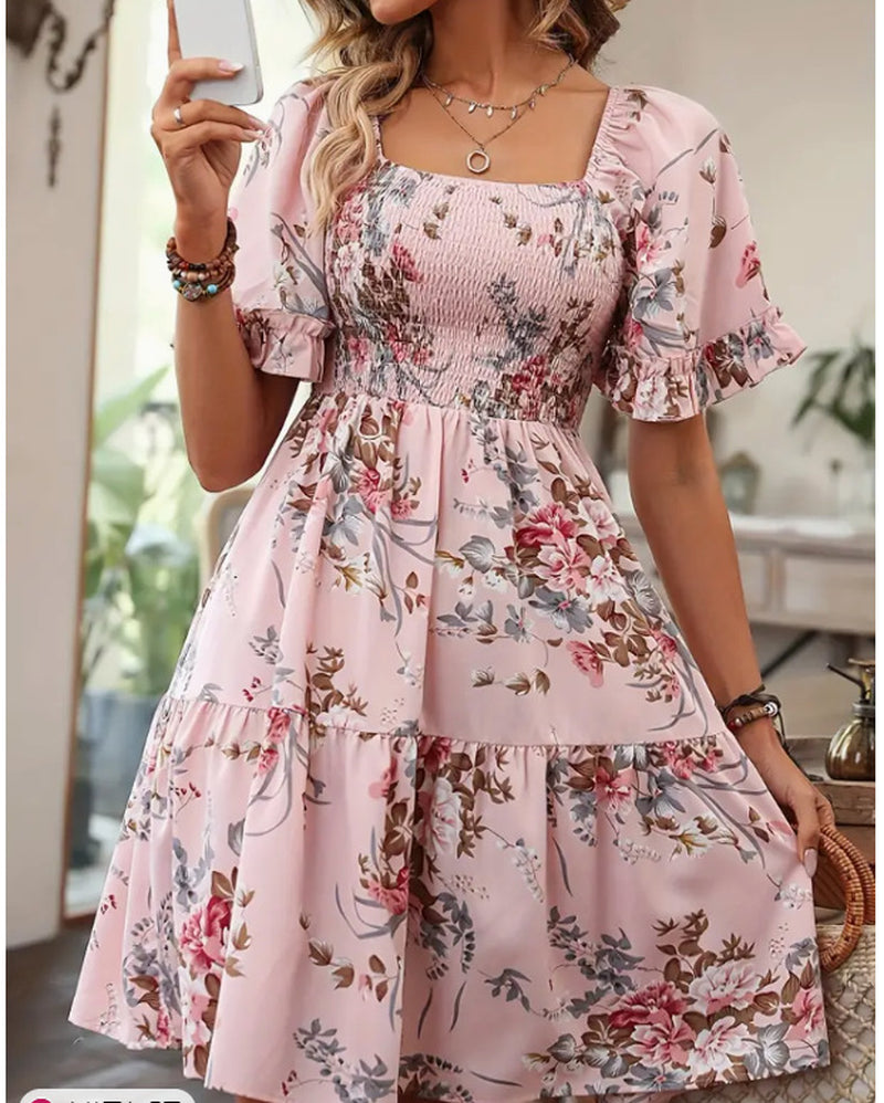 Women'S Fashion Printed Short Sleeve Dress