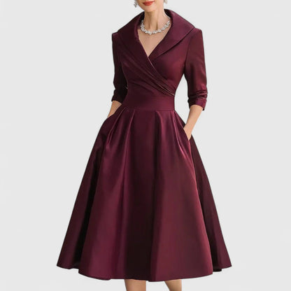 Women'S Dress | Midi Flared with Wrap Neckline