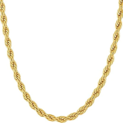 LIFETIME JEWELRY 5Mm Rope Chain Necklace 24K Real Gold Plated- Women and Men (36 Inches)