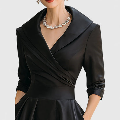 Women'S Dress | Midi Flared with Wrap Neckline