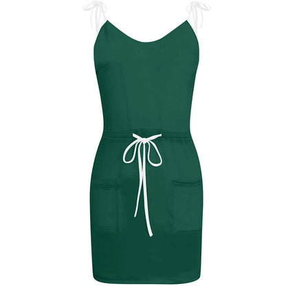 Usmixi Womens Summer Mini Sundress Vacation Floral Print Drawstring Pocket Short Dress V Neck Sleeveless Spaghetti Strap Dresses for Beach Orange L up to 65% Off