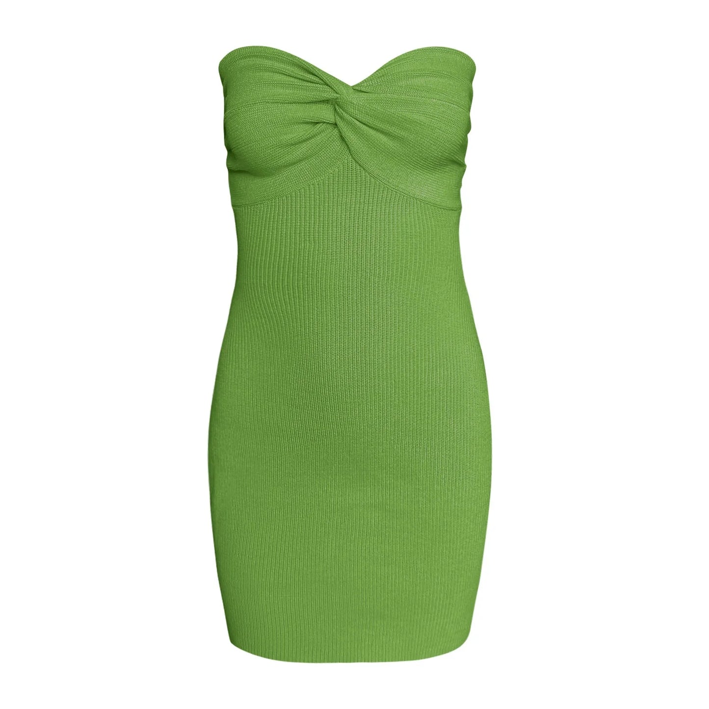 Womens Dresses Sleeveless Tube Top Solid Mini Summer Dress Party Club Sexy off Shoulder Bodycon Knitted Dresses Green