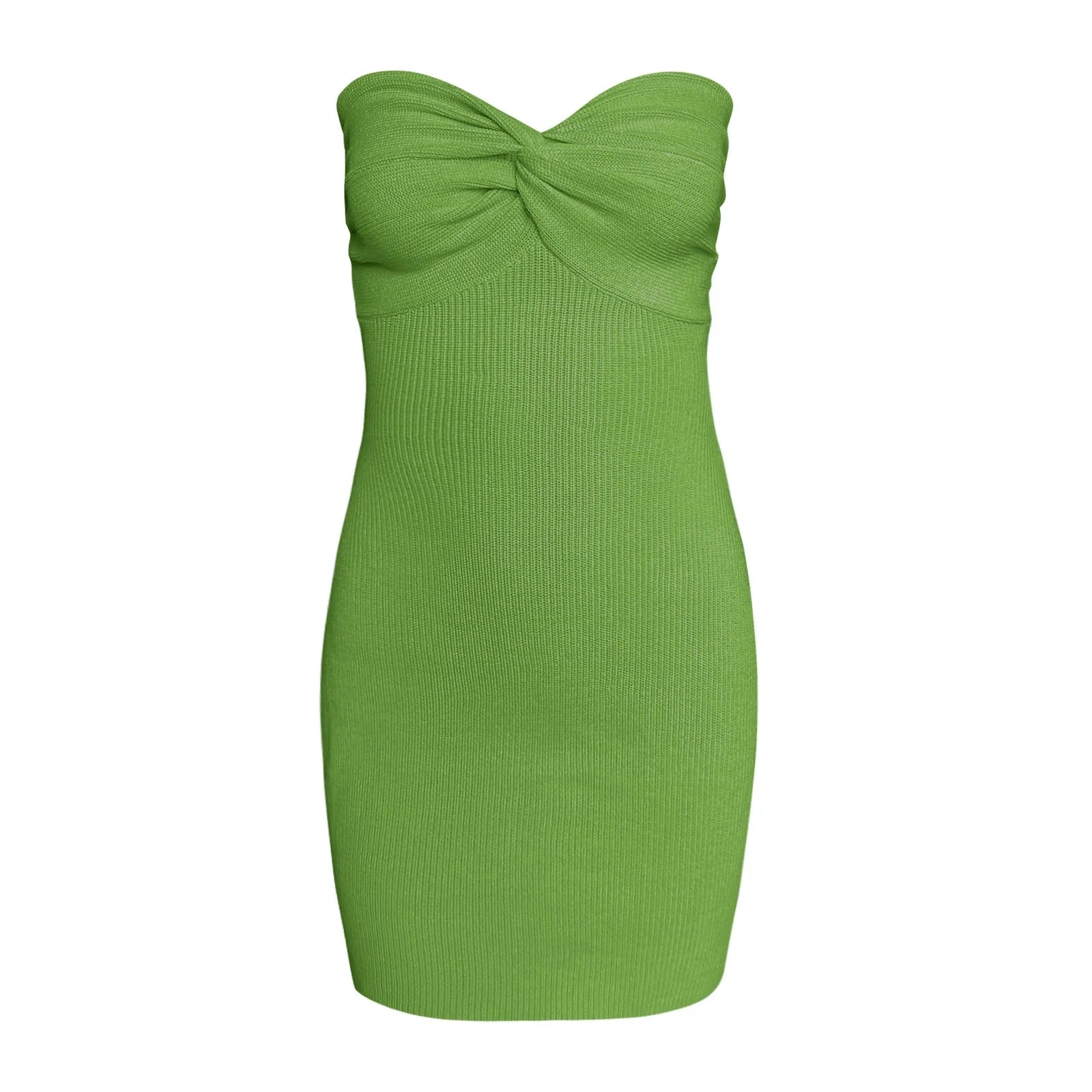 Womens Dresses Sleeveless Tube Top Solid Mini Summer Dress Party Club Sexy off Shoulder Bodycon Knitted Dresses Green