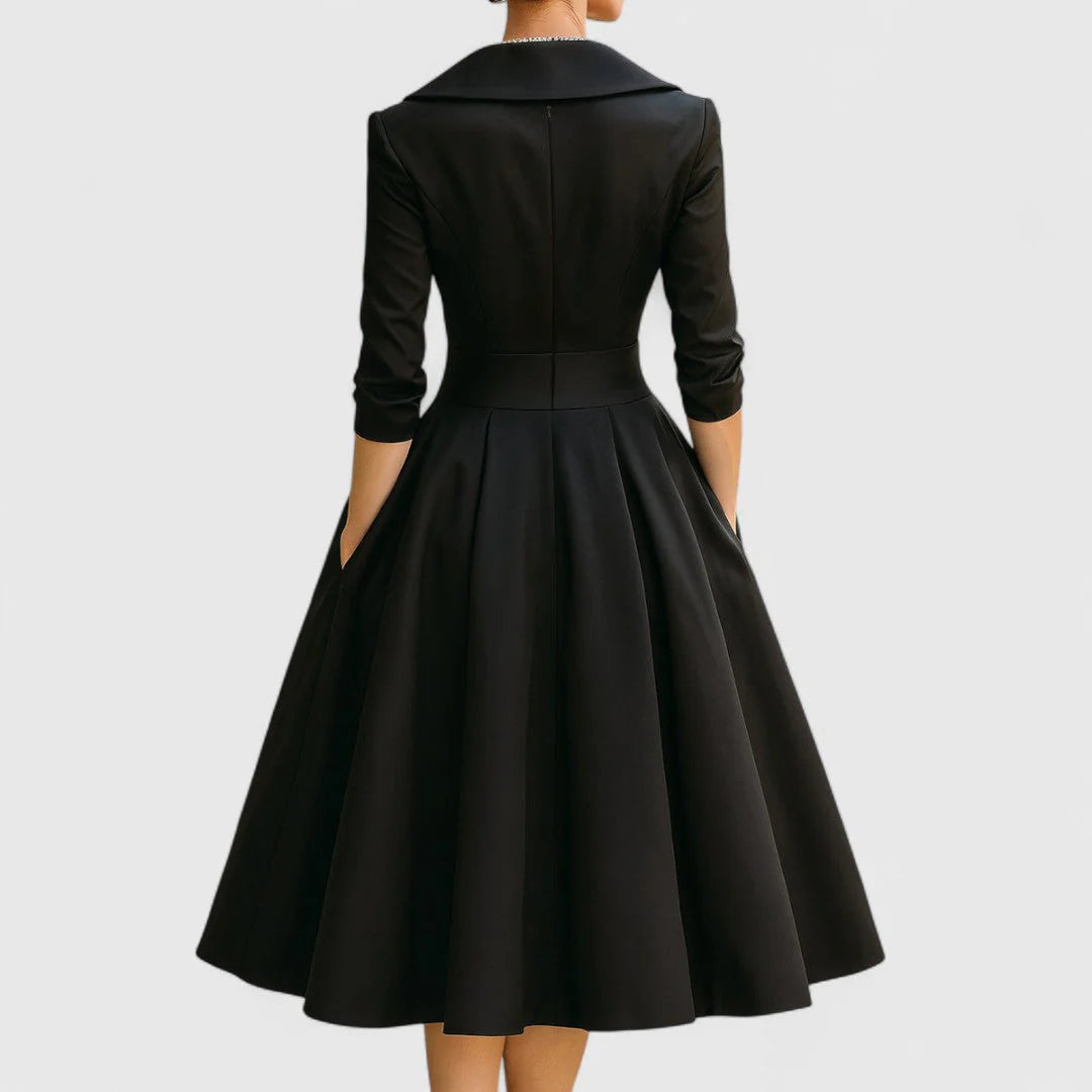 Women'S Dress | Midi Flared with Wrap Neckline