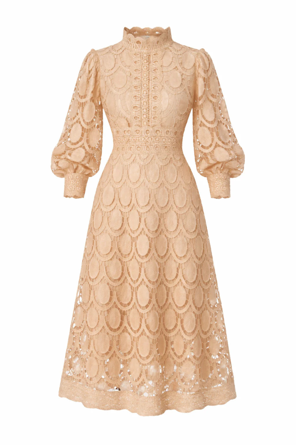 Women'S Long Shaped Sleeve Lace Midi Dress