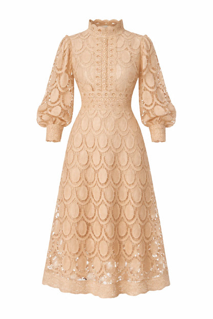 Women'S Long Shaped Sleeve Lace Midi Dress