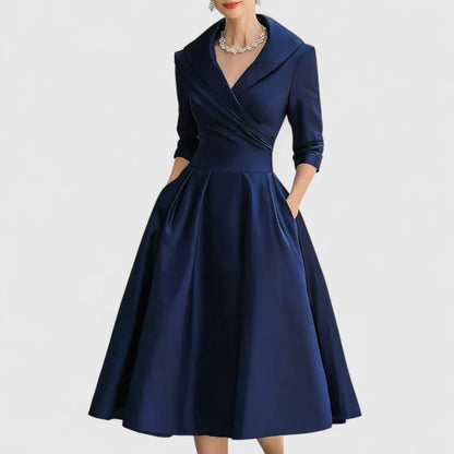 Women'S Dress | Midi Flared with Wrap Neckline