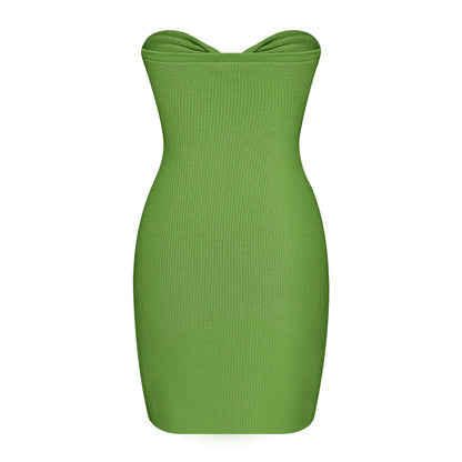 Womens Dresses Sleeveless Tube Top Solid Mini Summer Dress Party Club Sexy off Shoulder Bodycon Knitted Dresses Green