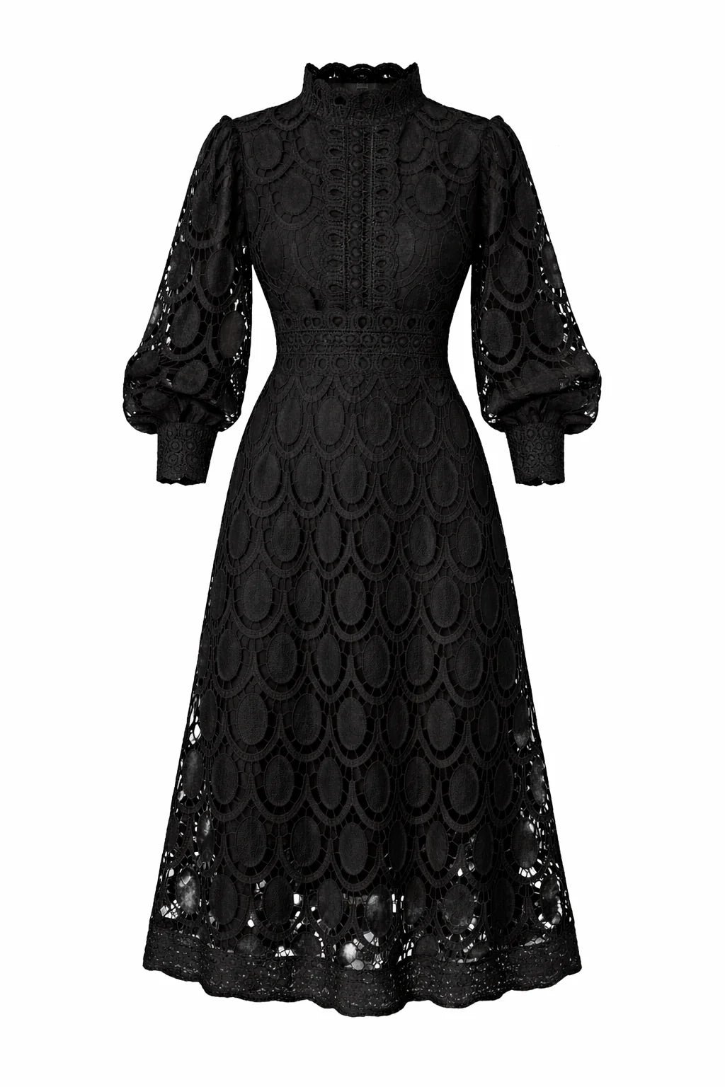 Women'S Long Shaped Sleeve Lace Midi Dress