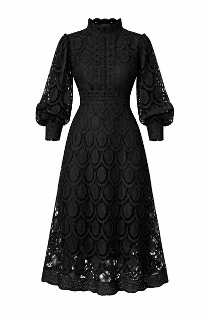 Women'S Long Shaped Sleeve Lace Midi Dress