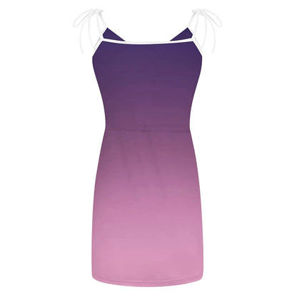 Usmixi Womens Summer Mini Sundress Vacation Floral Print Drawstring Pocket Short Dress V Neck Sleeveless Spaghetti Strap Dresses for Beach Wine M up to 65% Off