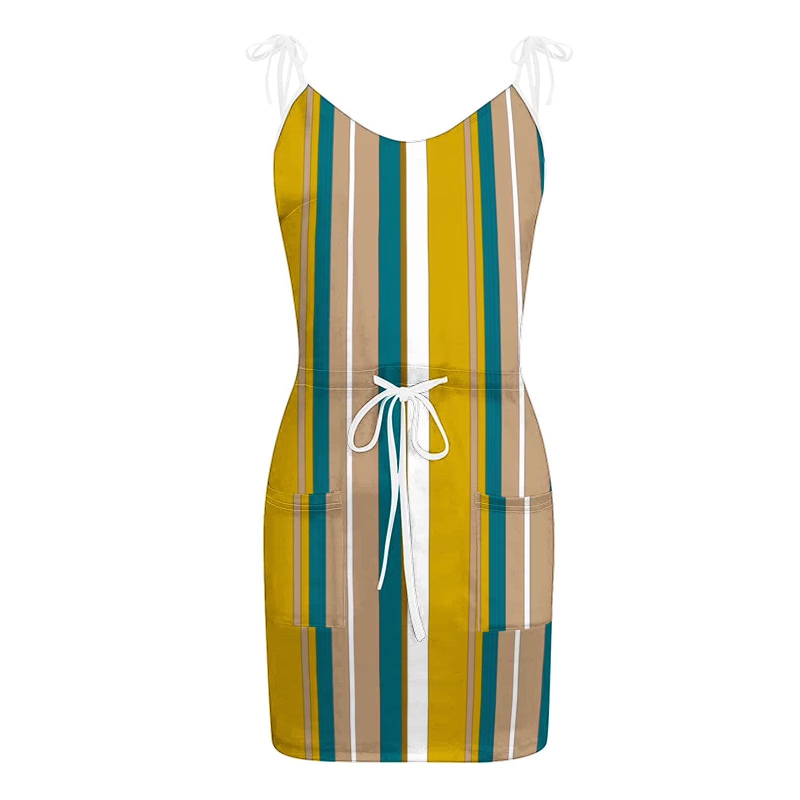 Usmixi Womens Summer Mini Sundress Vacation Floral Print Drawstring Pocket Short Dress V Neck Sleeveless Spaghetti Strap Dresses for Beach Yellow XXL up to 65% Off